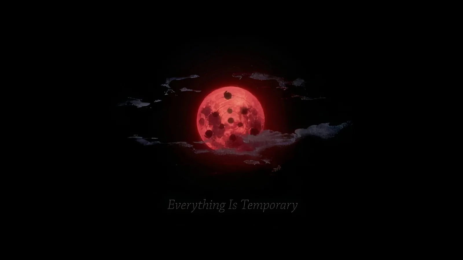 Red Naruto moon over the words Everything Is Temporary